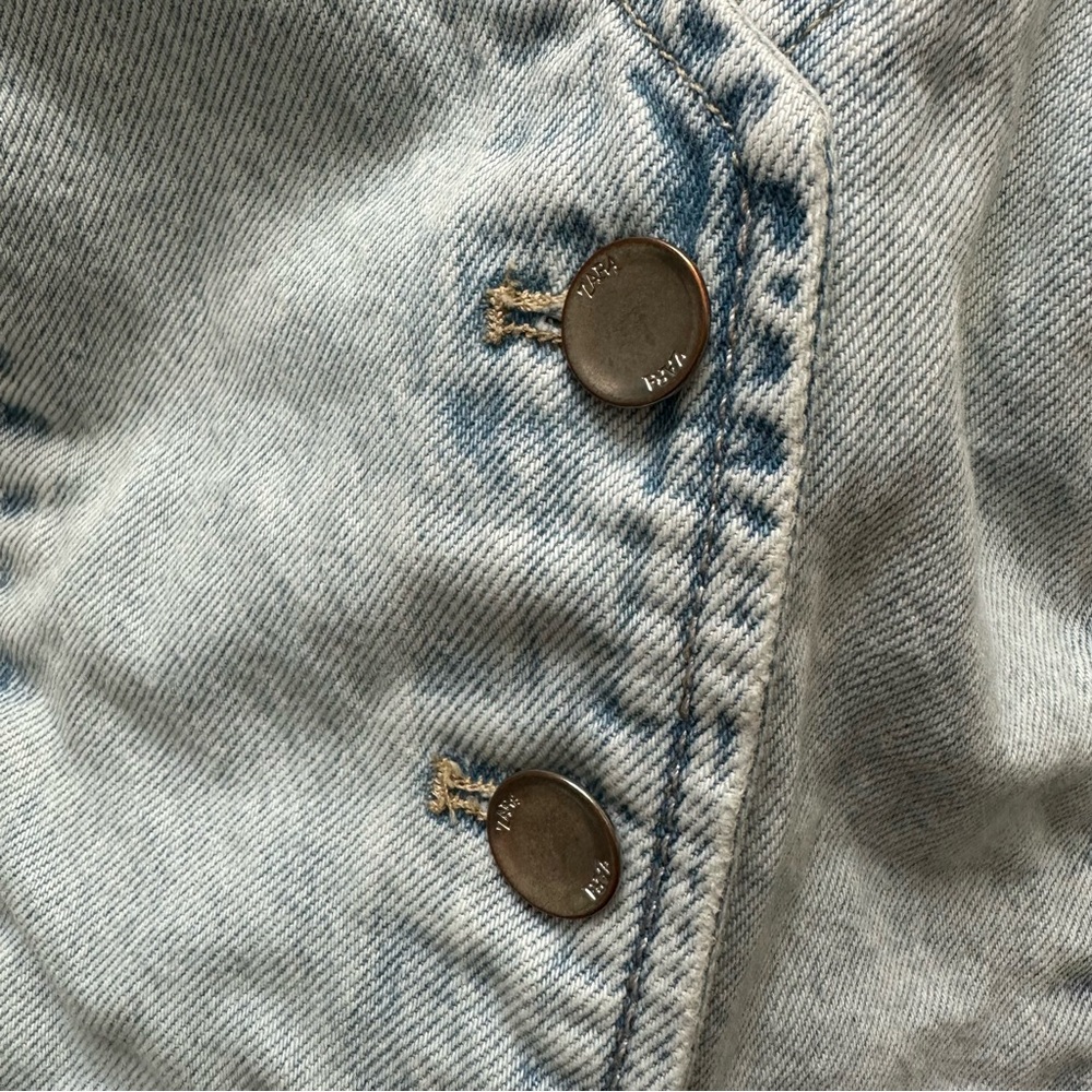 GUC ZARA Jean Denim Vneck Crop Top - Picture 3 of 5